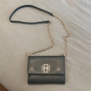 Tory Burch Black Crossbody Bag with Gold Chain